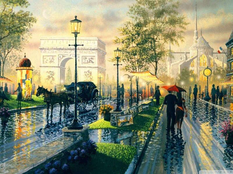 Couple with Umbrella — Yellow, Romantic