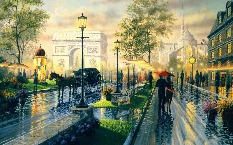 Couple with Umbrella — Yellow