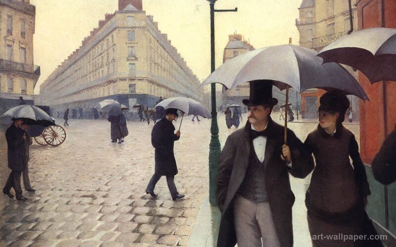 Couple with Umbrellas — Gray