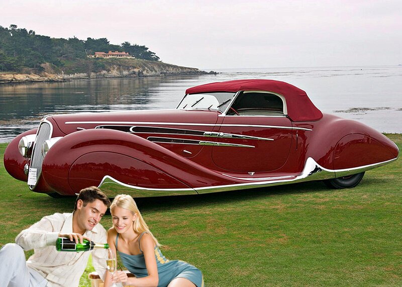 Couple with Vintage Car — Red