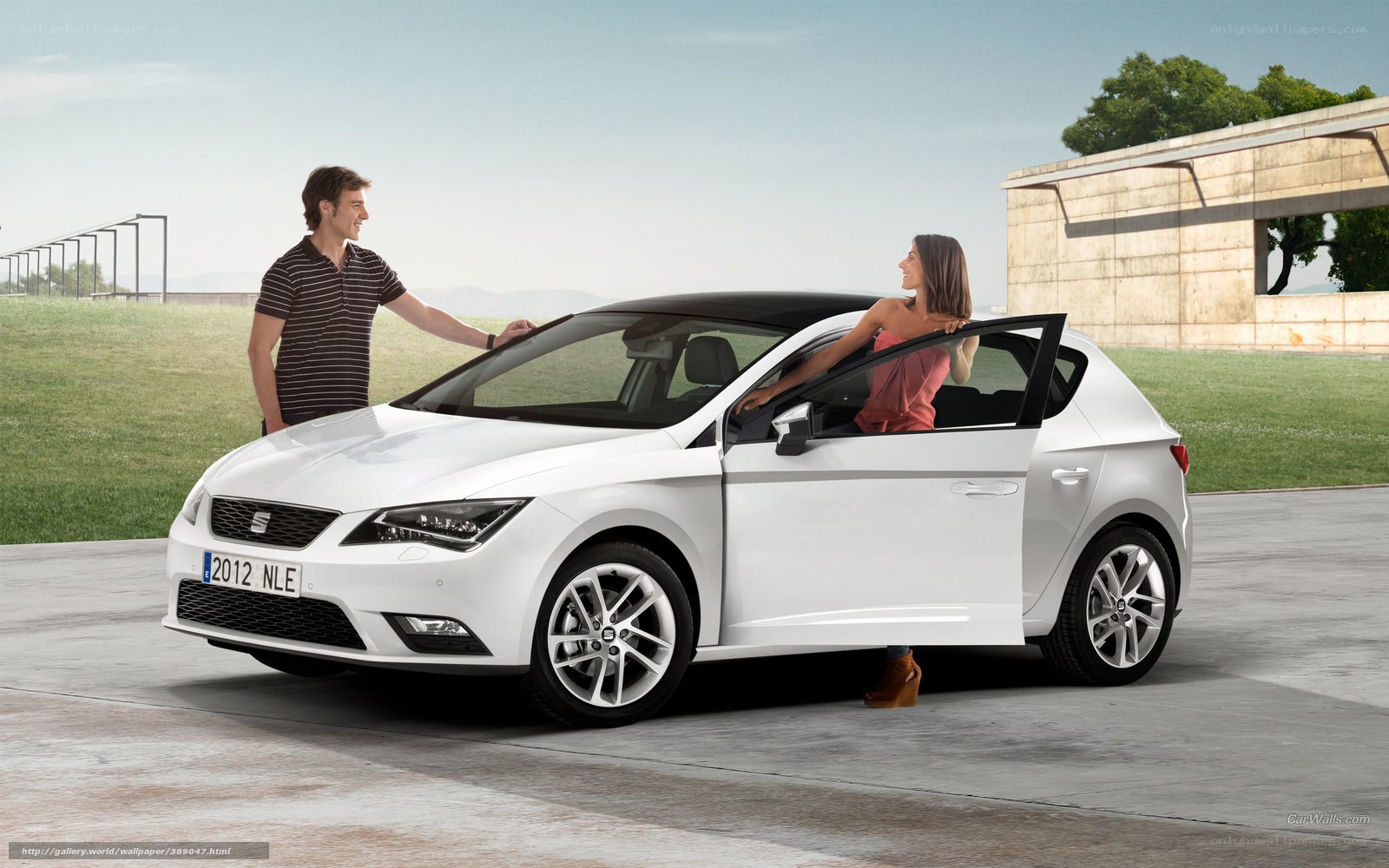 Couple with white car