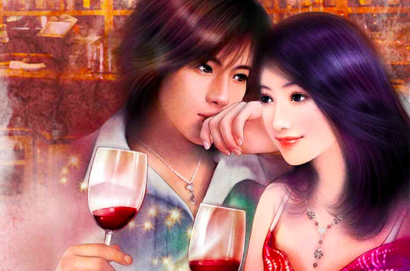 Couple with Wine Glasses