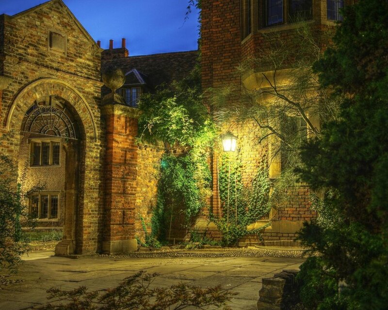 courtyard at dusk