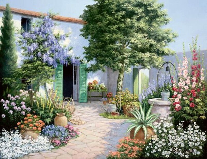 Courtyard Garden Scene