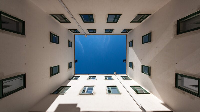 courtyard view of blue sky