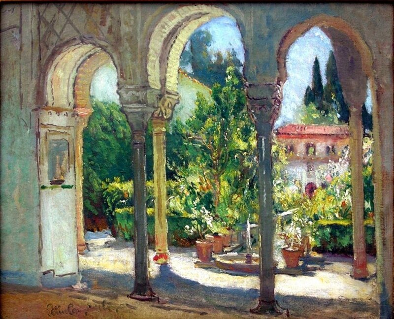 Courtyard with Arches — Green, Serene