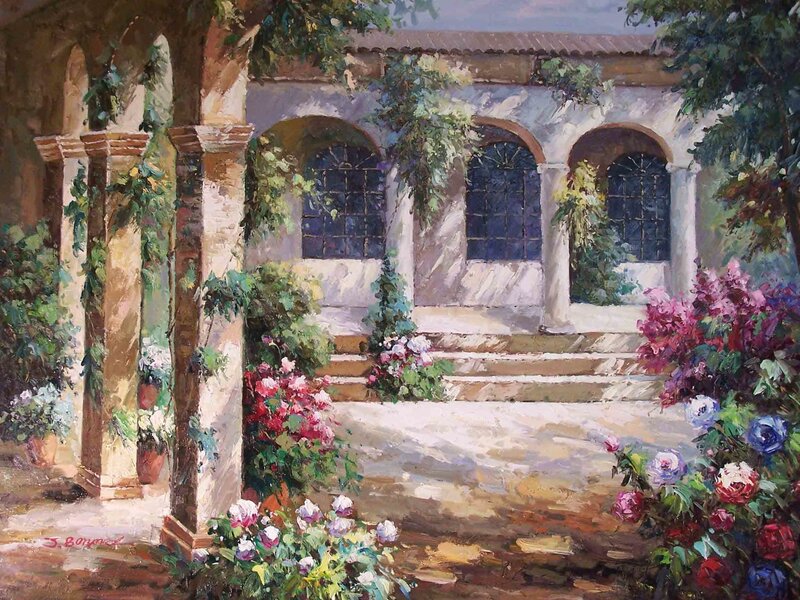 Courtyard with Flowers