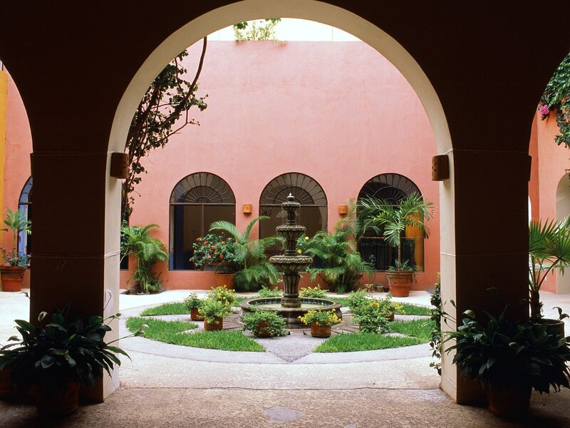 Courtyard with fountain and arches