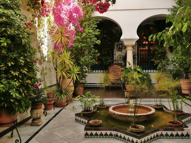 Courtyard with Fountain — Green, Serene