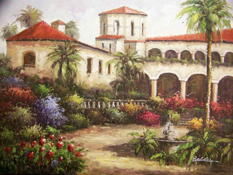 Courtyard with Fountain — Red