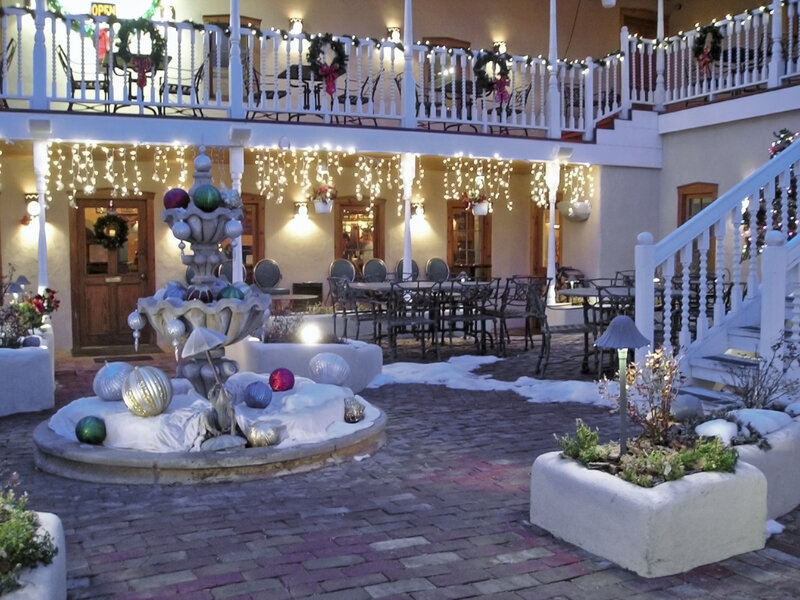 Courtyard with Fountain — White, Festive