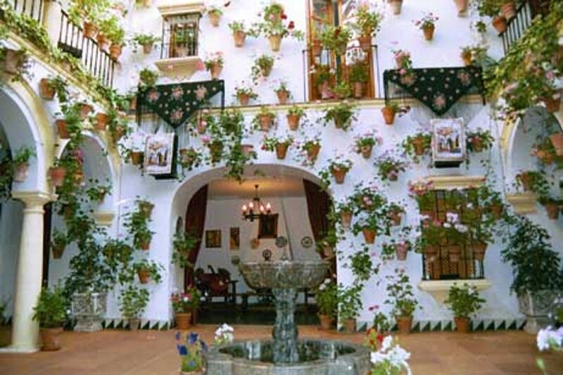 Courtyard with Fountain — White, Serene