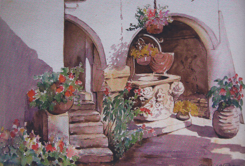 Courtyard with Fountain — White