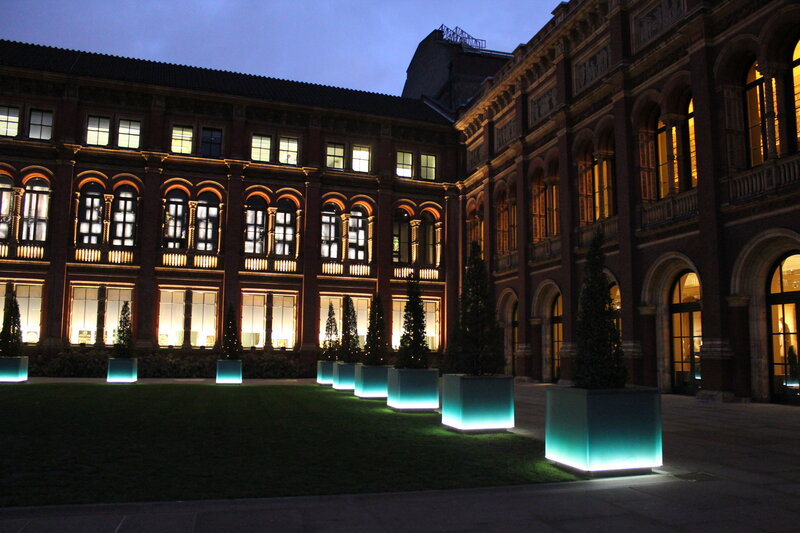 Courtyard with Illuminated Planters