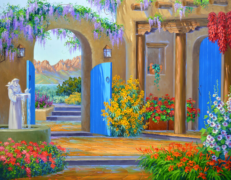 Courtyard with Statue