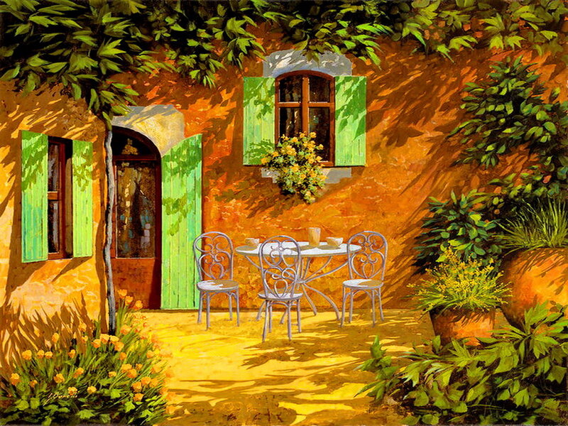 Courtyard with Table and Chairs