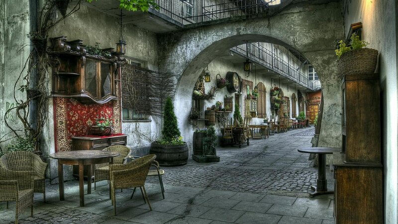 Courtyard with Tables and Chairs