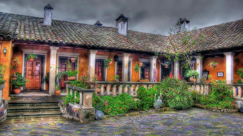 Courtyard with Tiled Roof — Orange