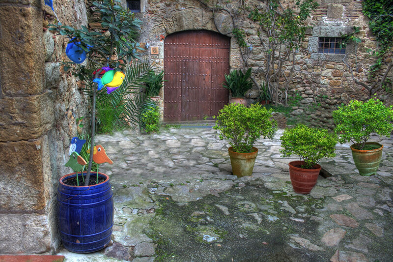 Courtyard with wooden door
