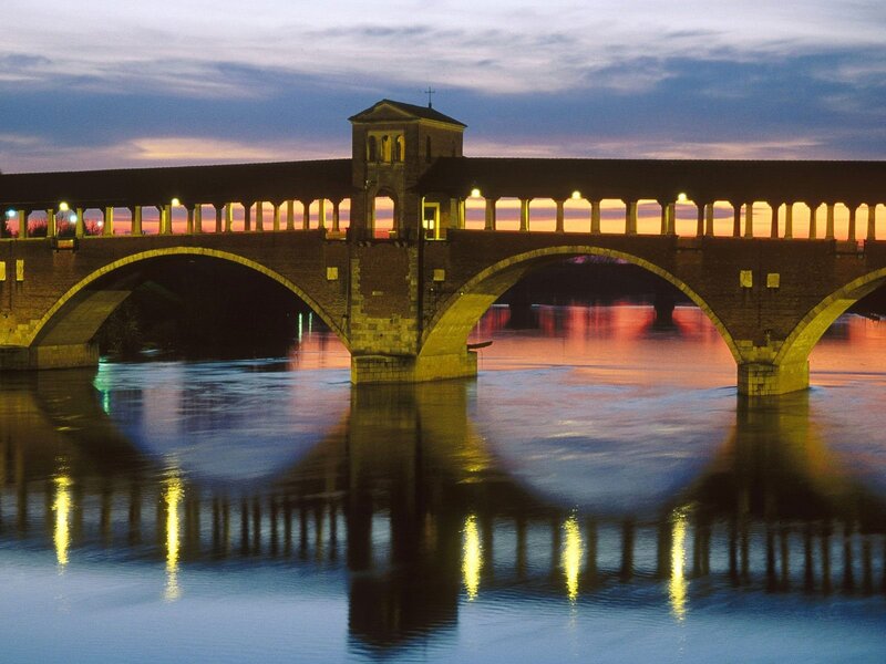 Covered Bridge at Dusk — Blue, Serene