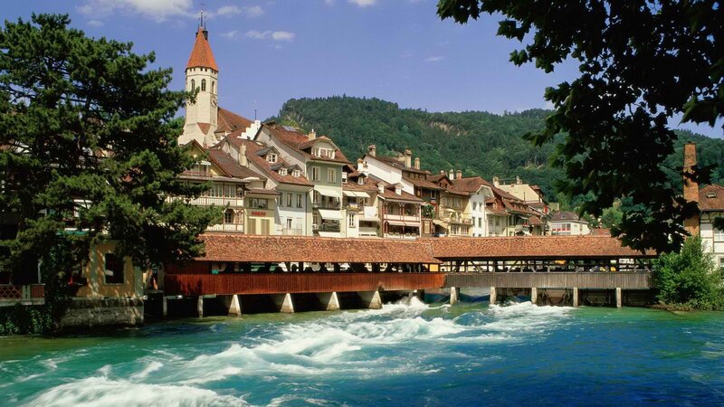 Covered bridge in a European town