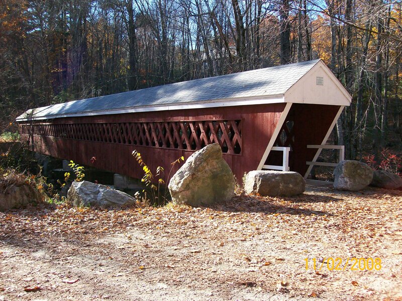 Covered Bridge in Forest — Brown, Serene