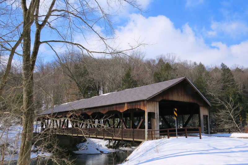 Covered Bridge in Snow — Brown
