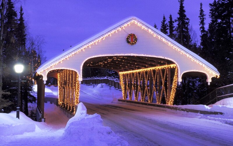 Covered Bridge in Snow — White