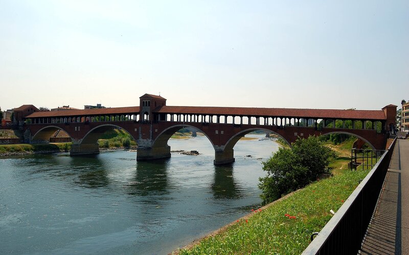 Covered bridge over a river