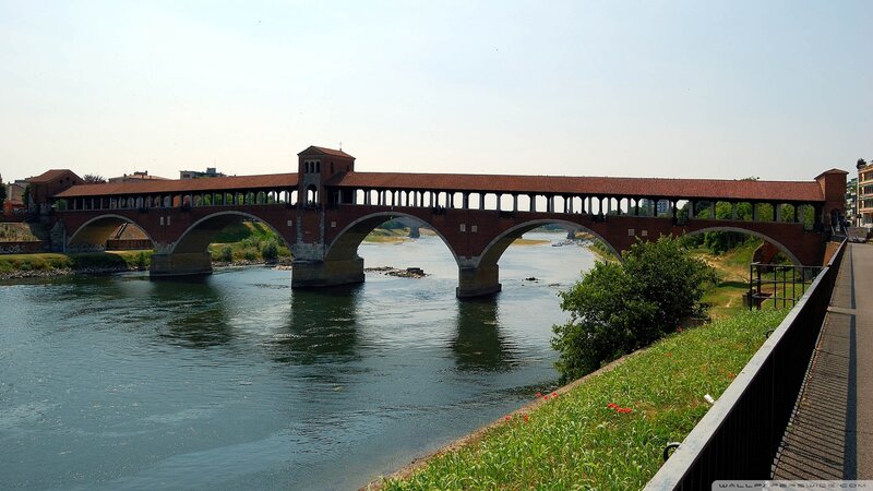 Covered Bridge over River — Green, Serene, Afternoon