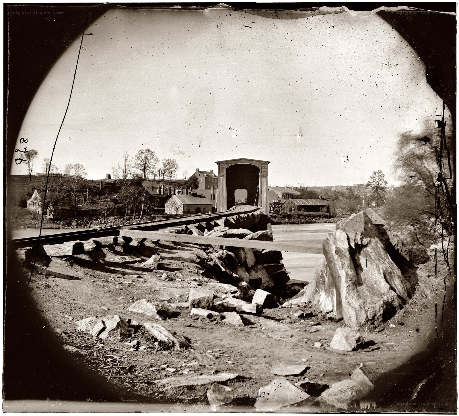 Covered bridge over river