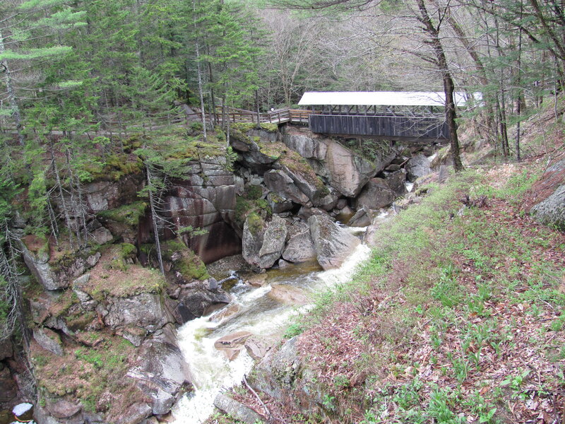 Covered Bridge over Stream — Green, Natural