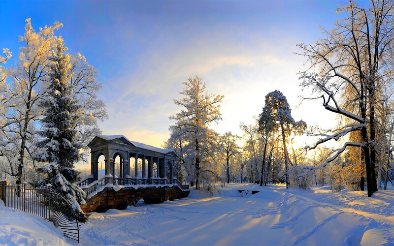 Covered Pavilion in Snow
