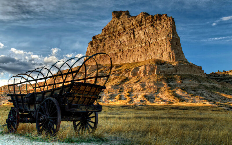 Covered Wagon in Desert