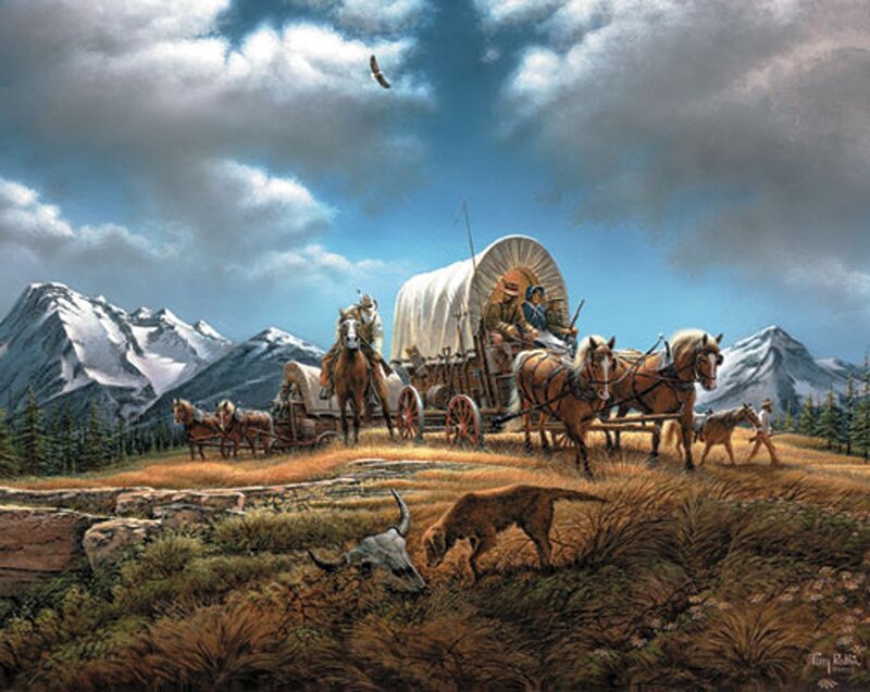 Covered Wagon Train — Blue