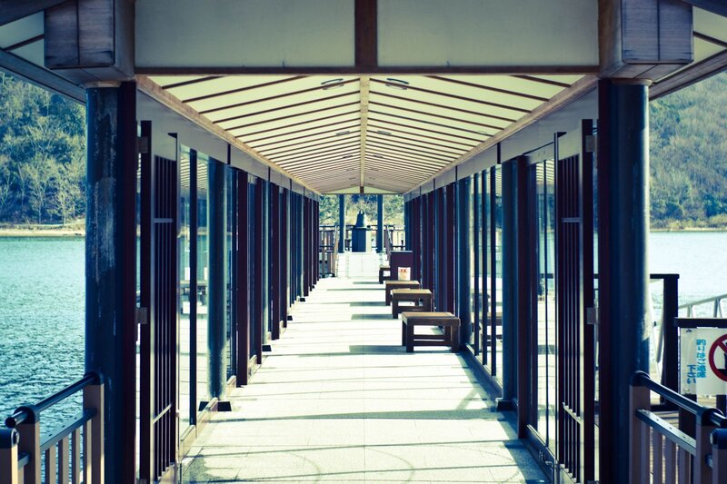 Covered walkway by the water