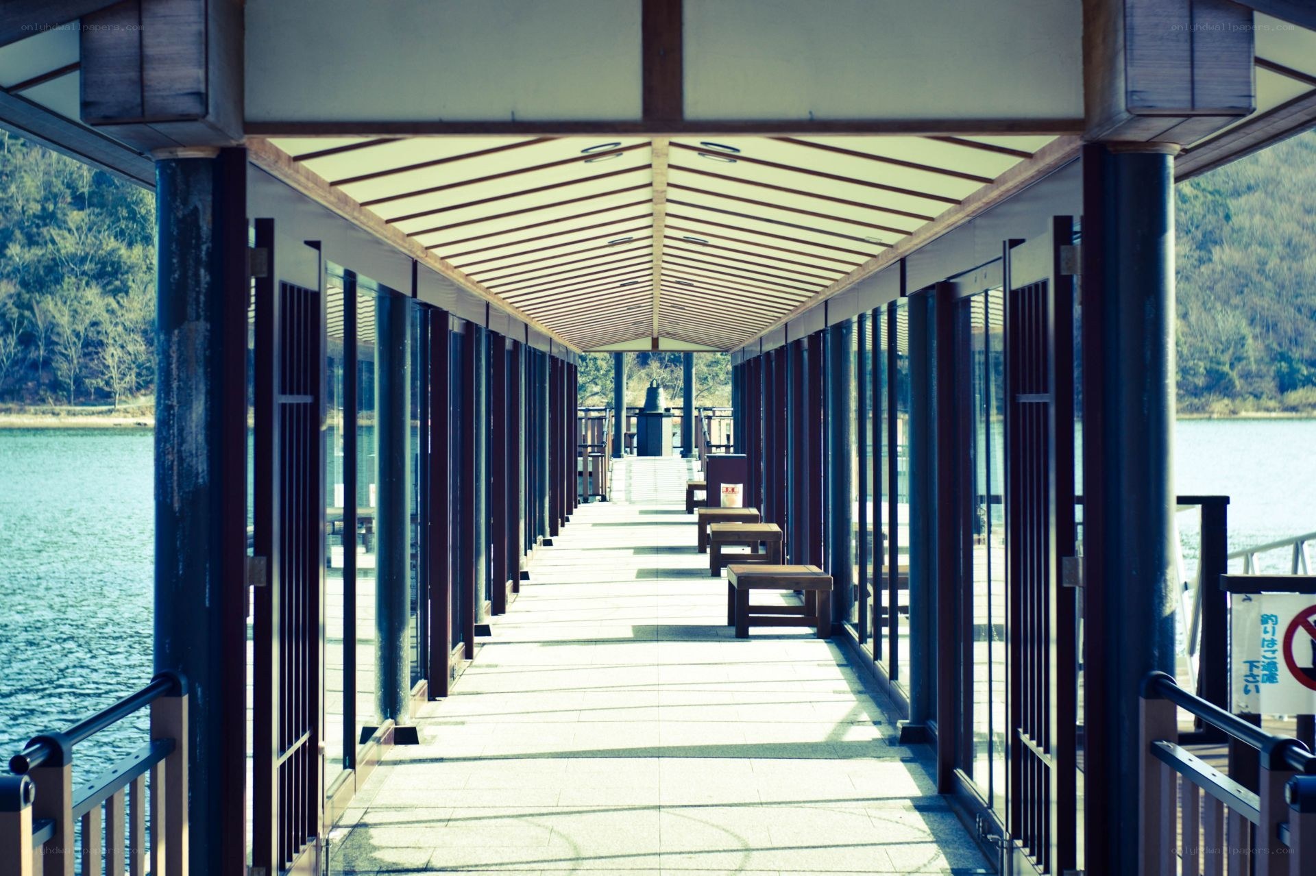 Covered walkway by the water