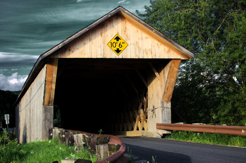 Covered Wooden Bridge — Green, Dramatic
