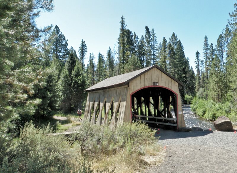 Covered Wooden Bridge — Green, Serene, Afternoon, Photograph, River