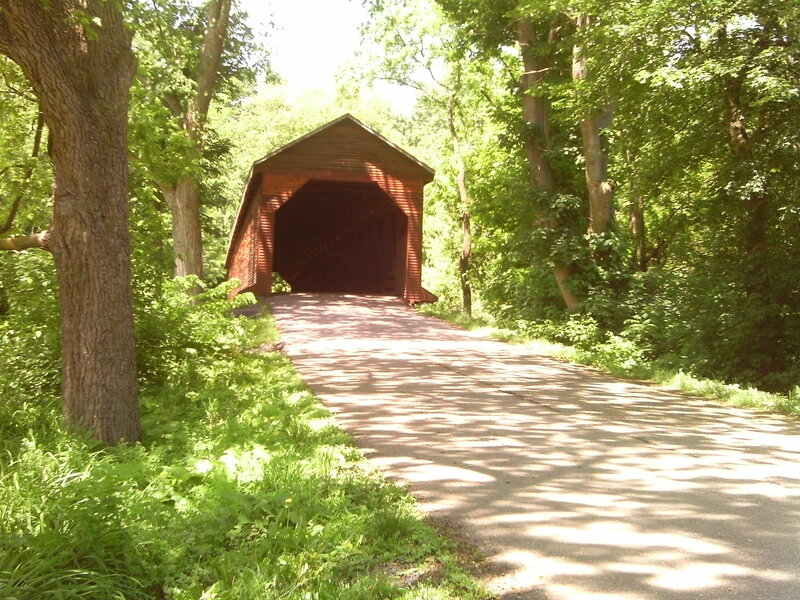 Covered Wooden Bridge — Green, Serene, Afternoon, Photograph