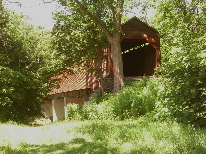 Covered Wooden Bridge — Green, Serene, Afternoon