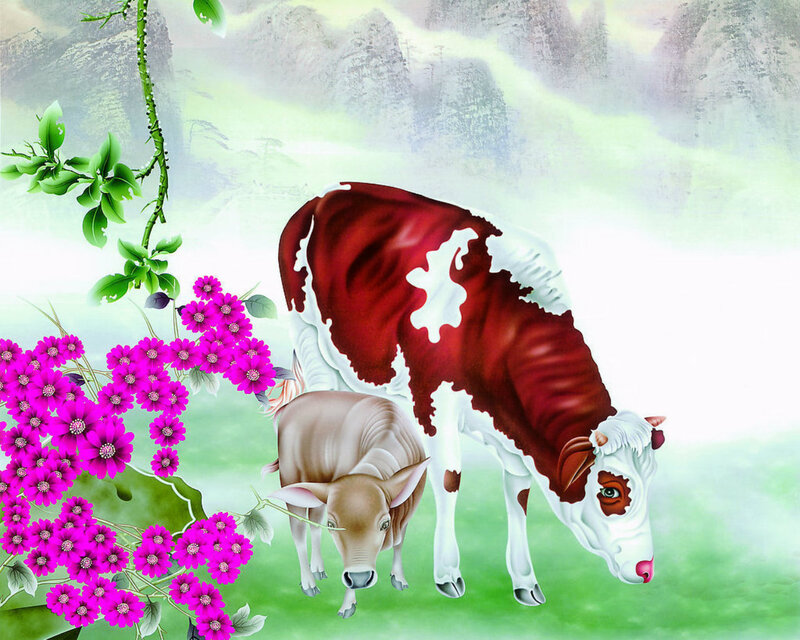 Cow and Calf Grazing