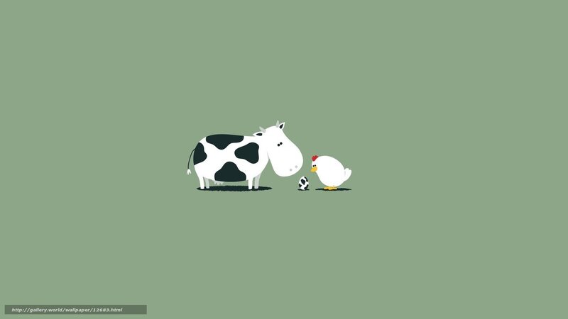 Cow and chicken illustration