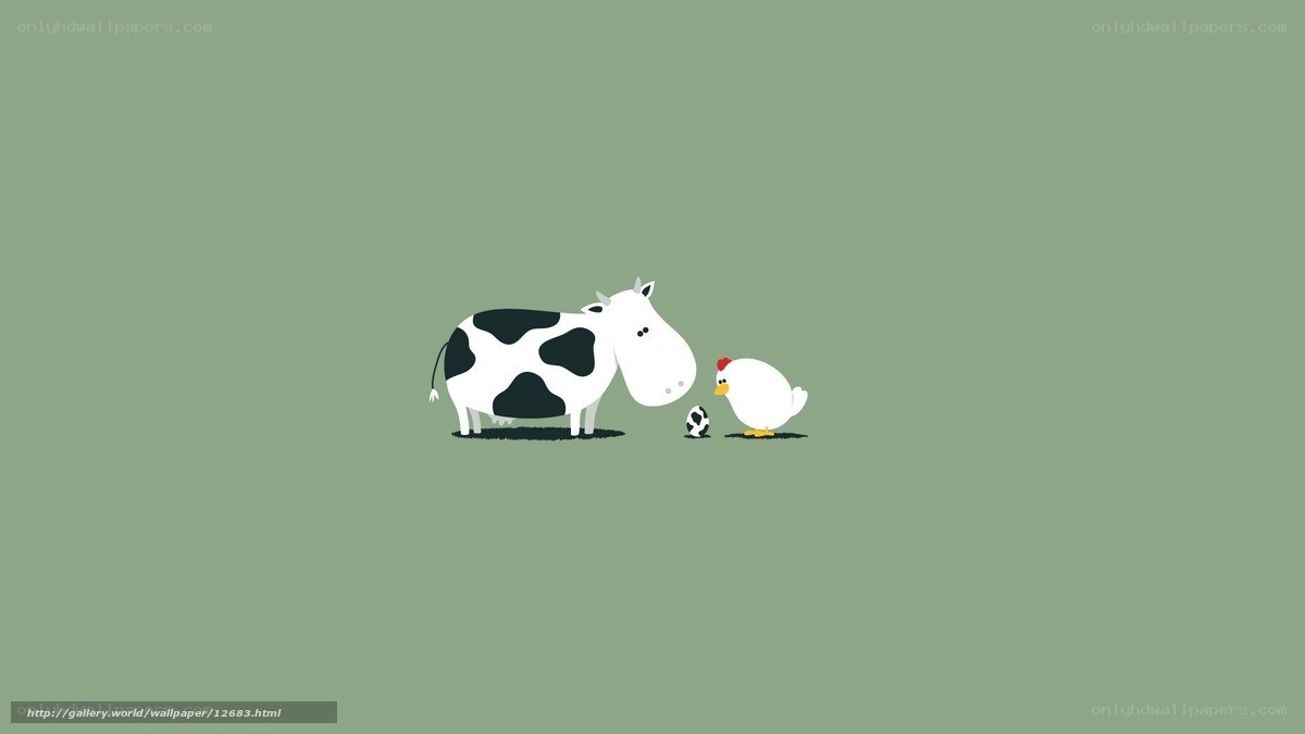 Cow and chicken illustration