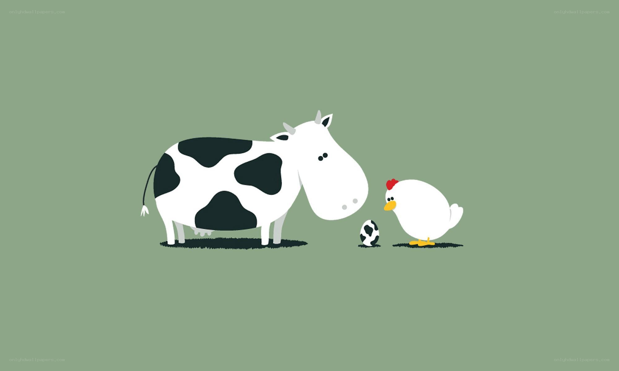 Cow and chicken with egg