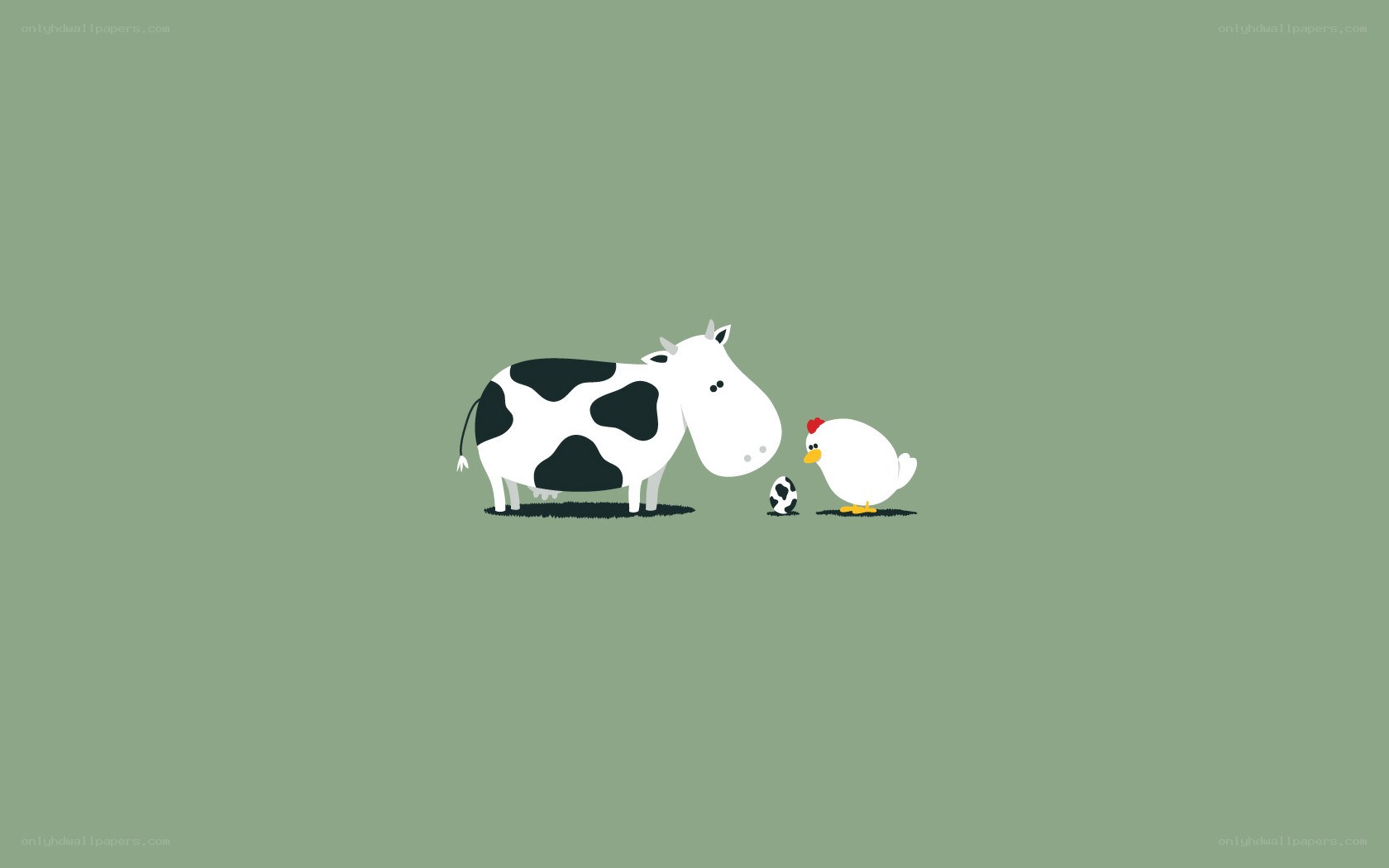 Cow and chicken with egg