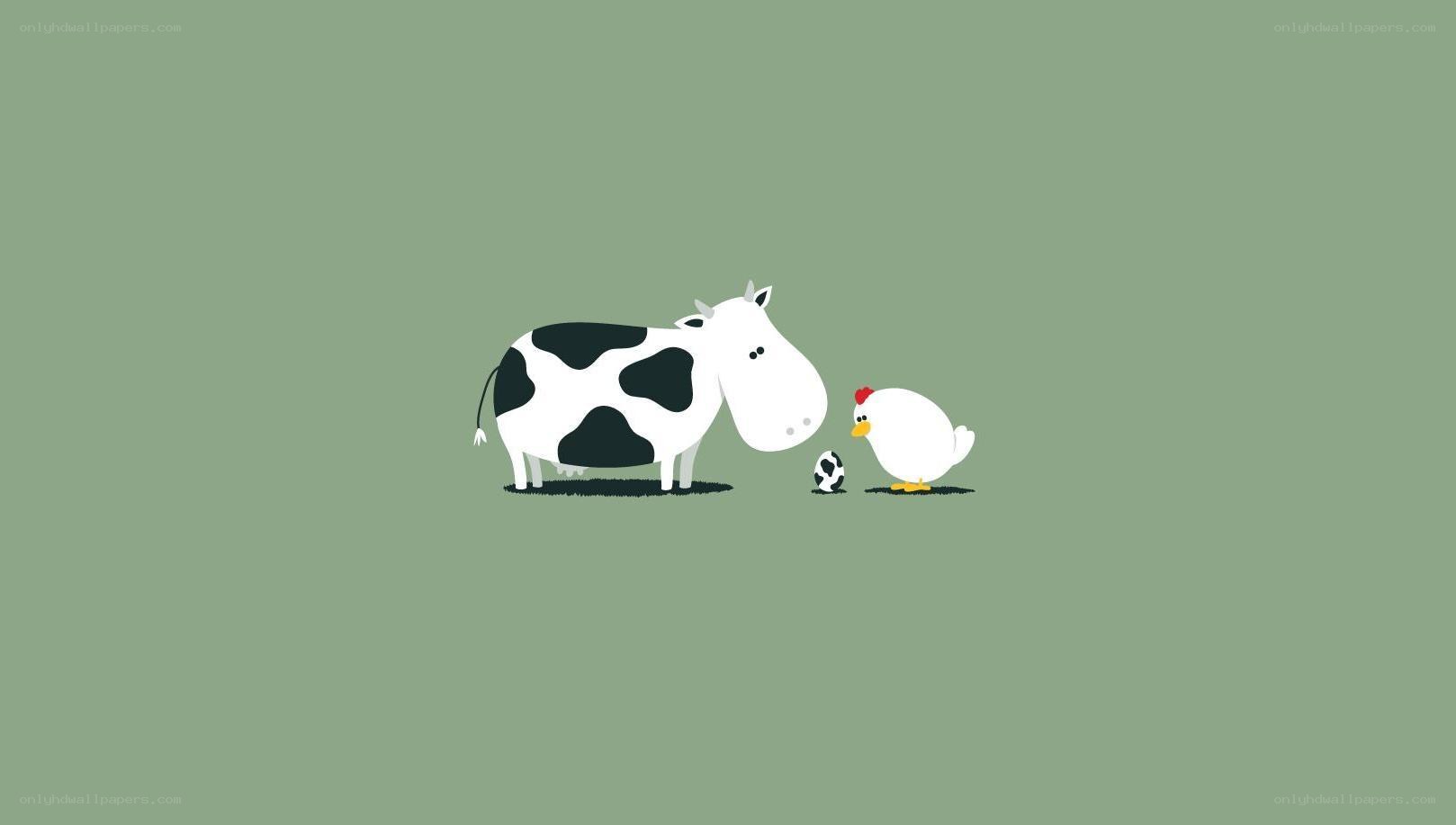 Cow and chicken with egg