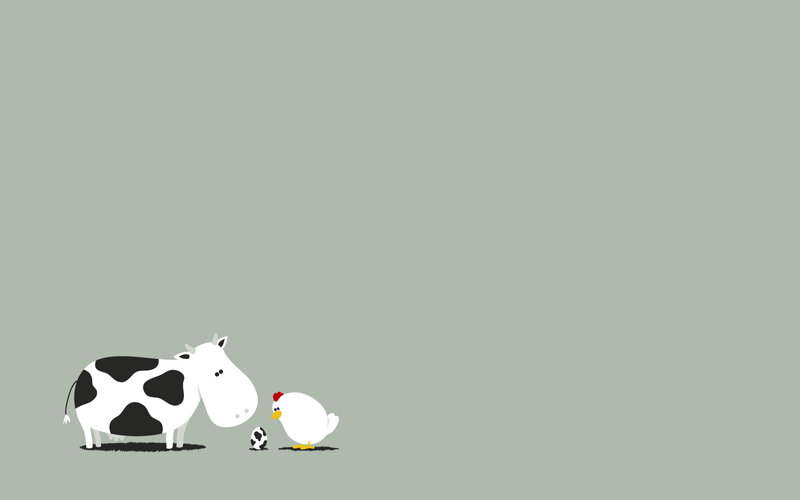 cow and chicken with egg