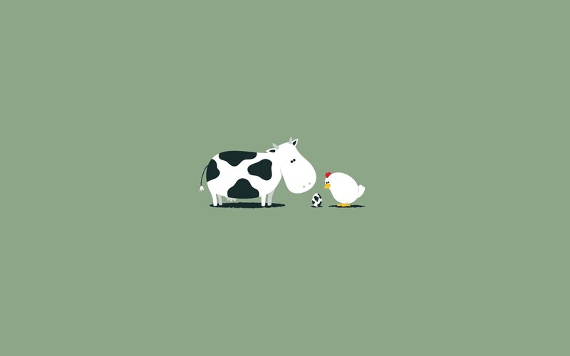 cow and chicken with egg