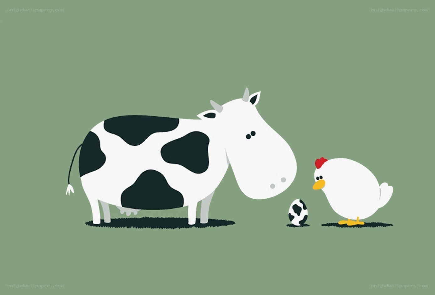 Cow and chicken with egg